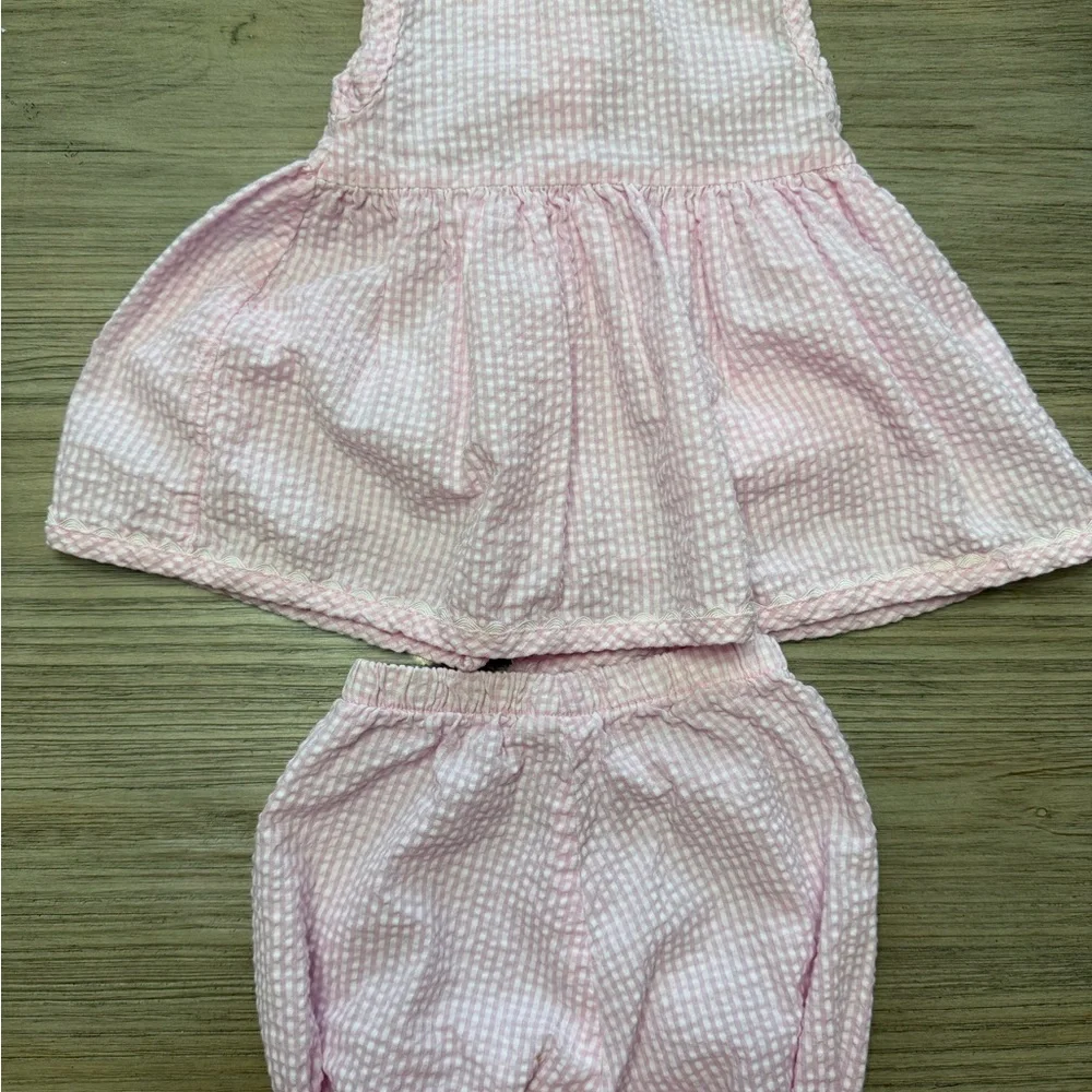 Youngland Pink Checkered Dress and Diaper Cover Set